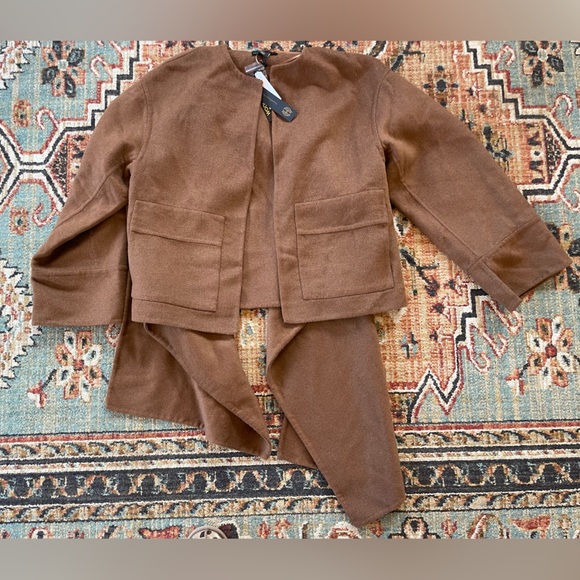 HOUSE OF HARLOW 1960 Wool Blend Coat with Scarf Nutmeg Womens LARGE Shawl combo - Picture 11 of 14